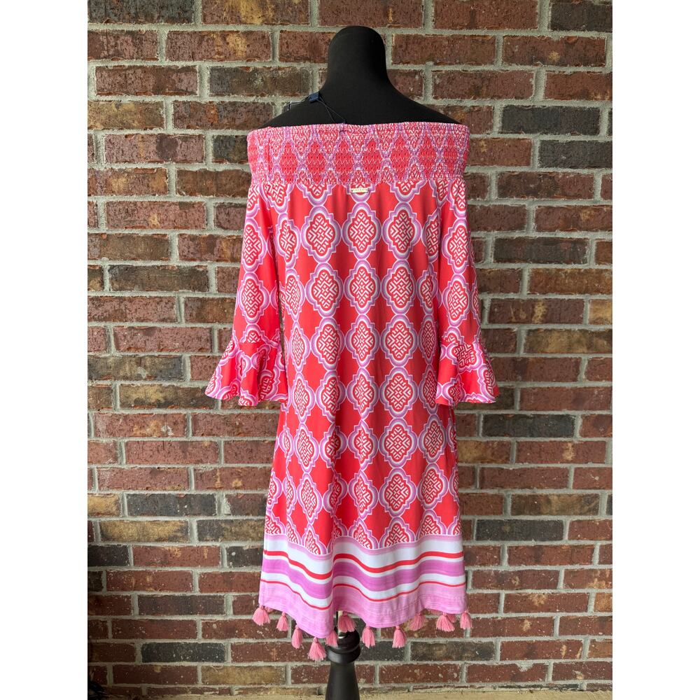 NWT Cabana Life Coral Geo Off The Shoulder Dress - Cover Up Beach UPF 50+ - S - Picture 11 of 11